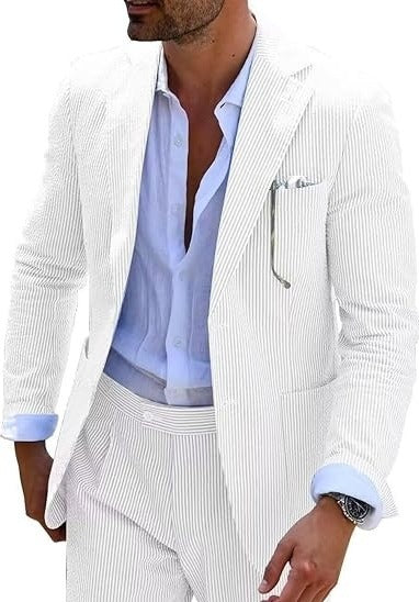 Men's Two-piece Suit Seersucker Summer suit