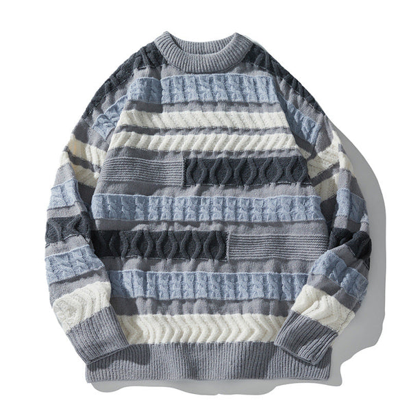 Color Contrast Patchwork Brocade Sweater