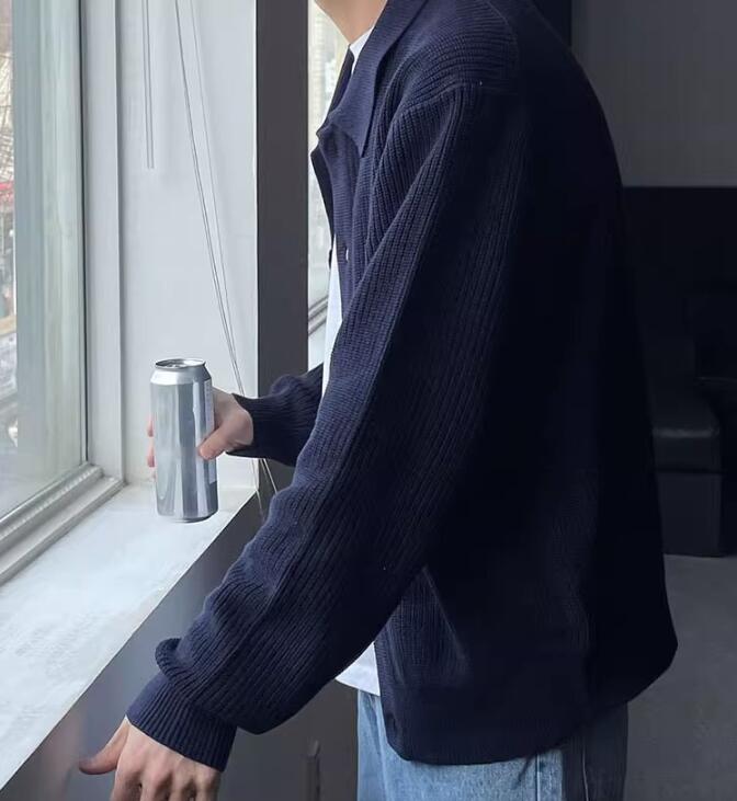 Autumn Men's Casual Loose Retro Cardigan Long Sleeve Sweater