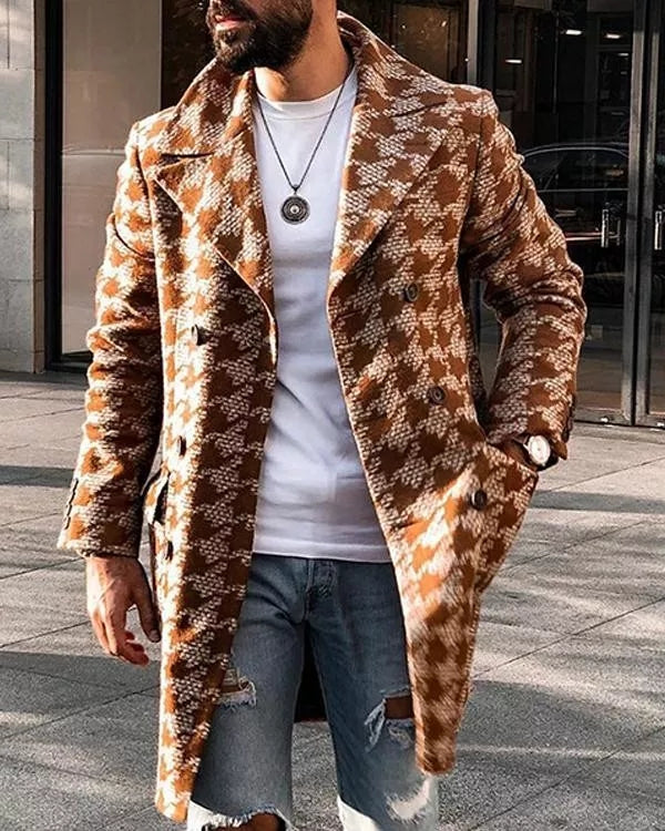 Winter Mid Length Suit Collar Fashionable Men's Coat