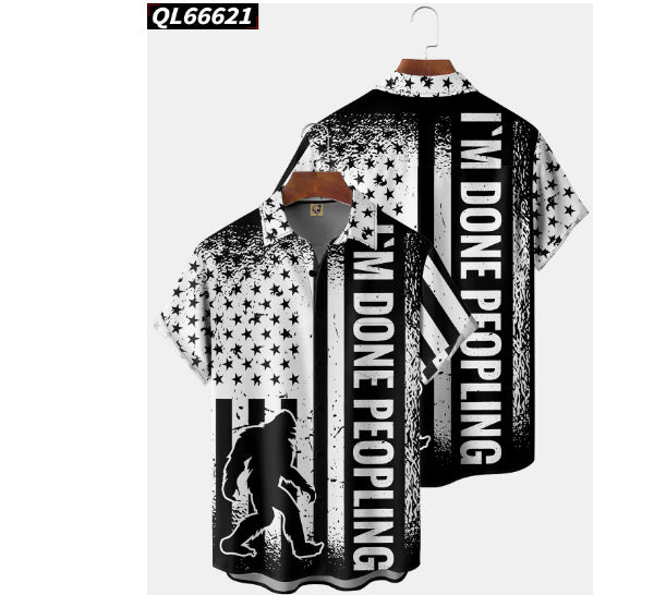 Creative 3D Digital Printing Stylish Loose Short Sleeve Shirt