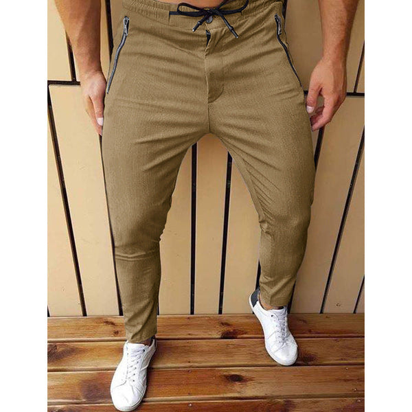 New Men's Zipper Tether Casual  Men's Pants