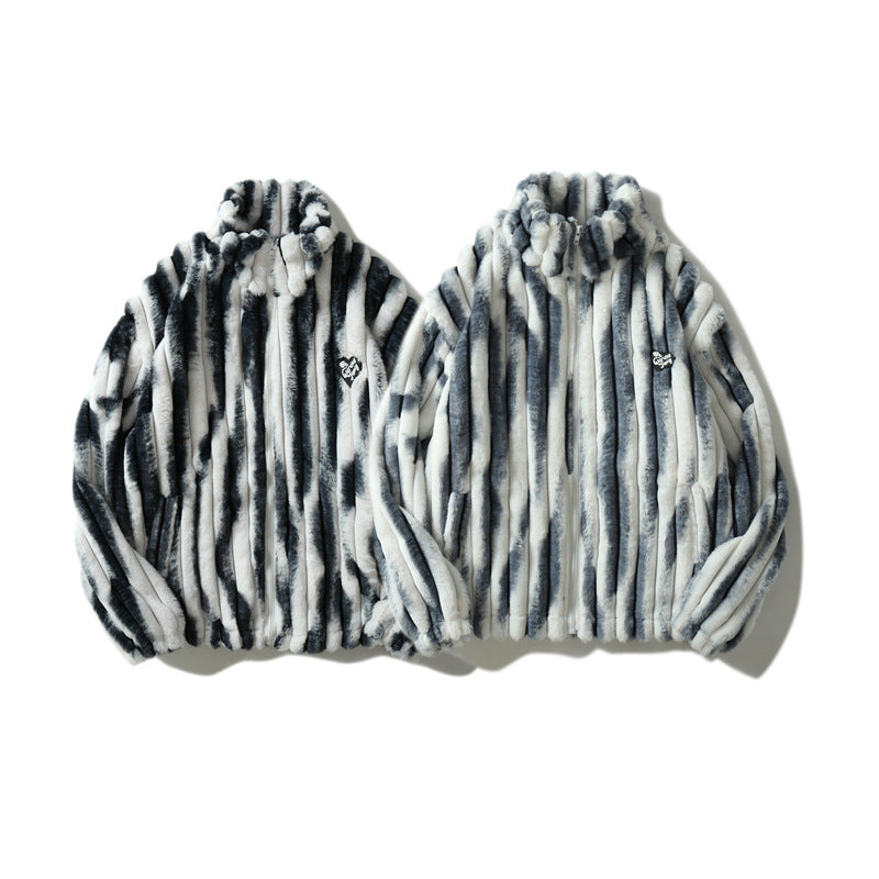 Men's Casual Simple Tie-dye Lamb Plush Jacket