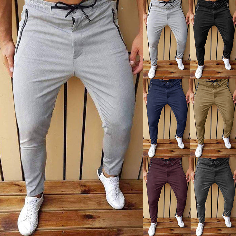 New Men's Zipper Tether Casual  Men's Pants