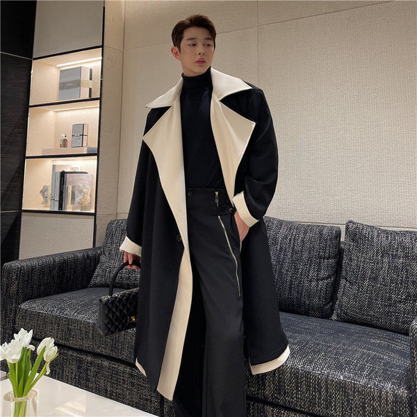 Large Lapel Mix And Match Bandage Dress Two-piece Suit Coat