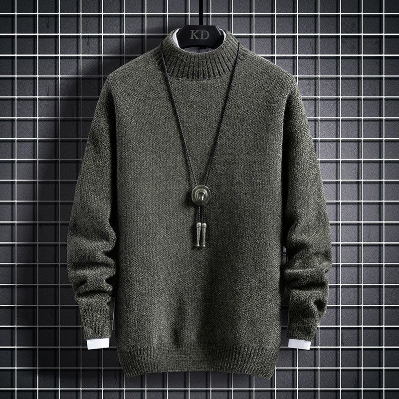 Winter Plus Fleece Thickened Student Middle Collar Warm Bottoming Sweater