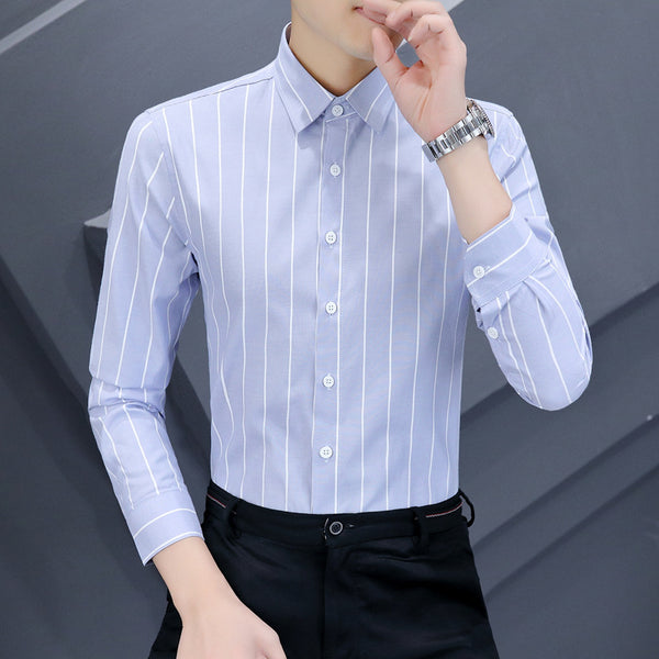 Men's Casual Long-sleeved Striped Shirt
