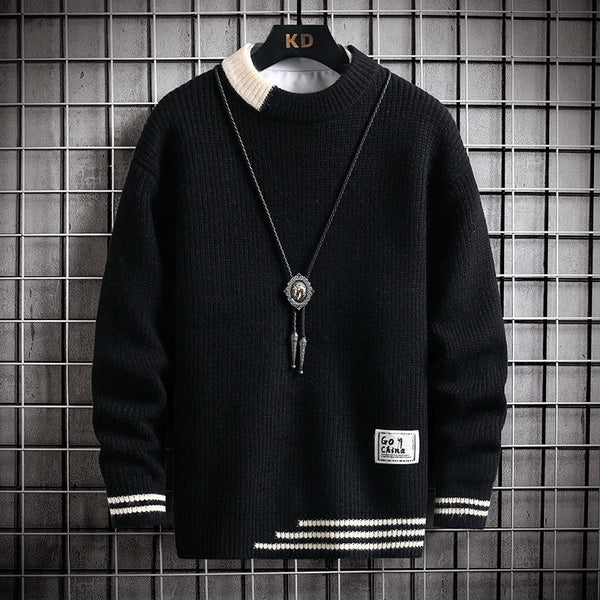 Men Autumn Winter Round Neck Warm Sweater