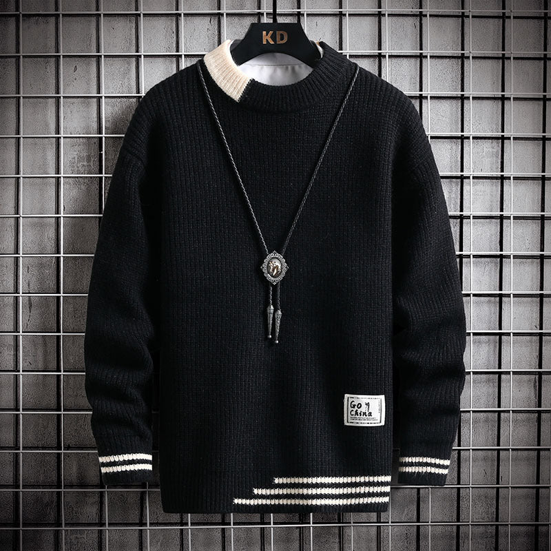 Men Autumn Winter Round Neck Warm Sweater