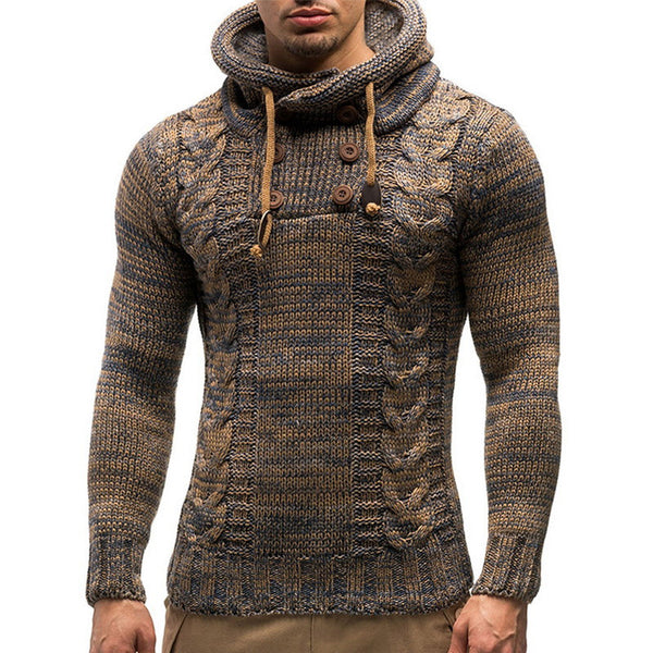 Solid Color Knit Hooded Sweater