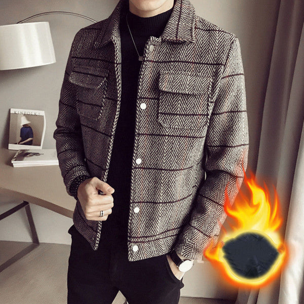 Striped short woolen jacket