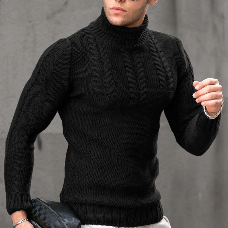 Men's Turtleneck Twisted Long-sleeved Thermal Sweater