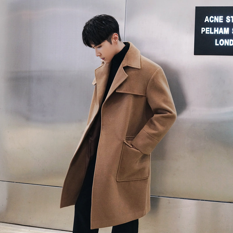 Men's Mid-Length Casual Loose Woolen Coat