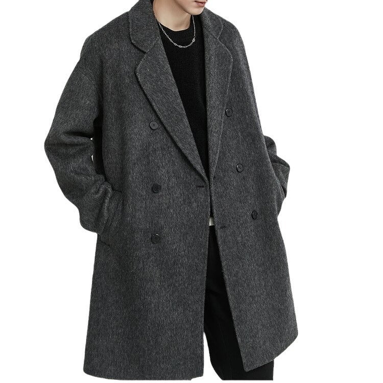 Double-sided Woolen Men's Mid-length trench coat