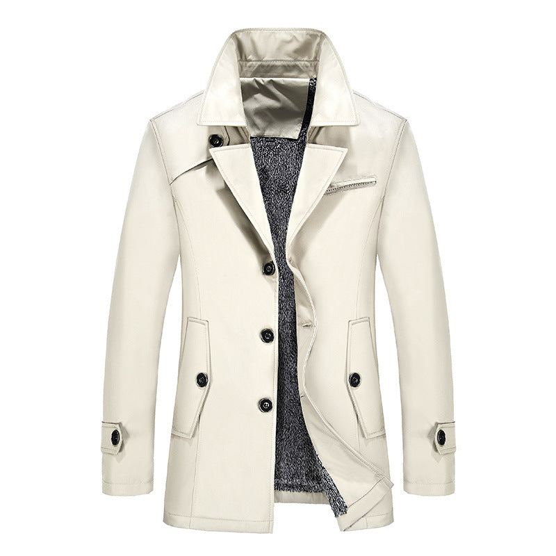 Men's Windbreaker Mid-length trench coat