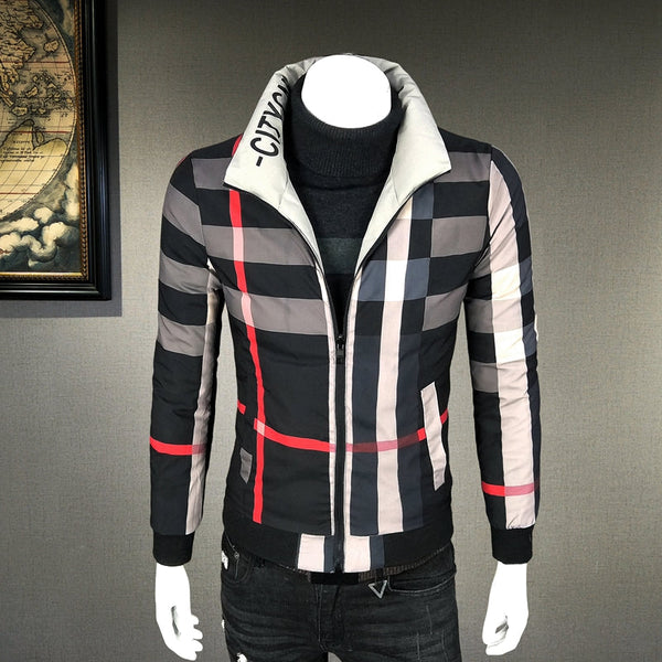 men's slim fit plaid jacket