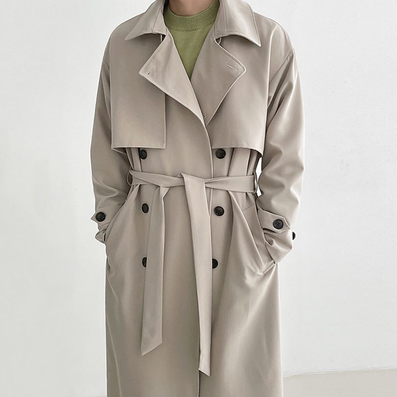 Men's Mid-length Loose Double-breasted Trench Coat