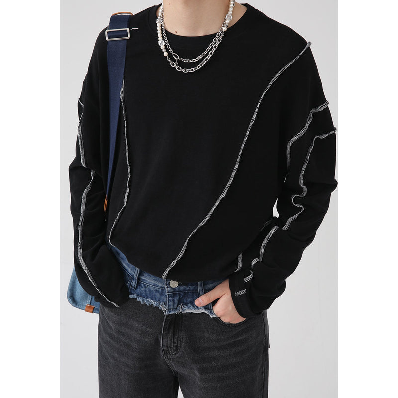 Irregular Topline Design Couples Long Sleeve T-Shirt