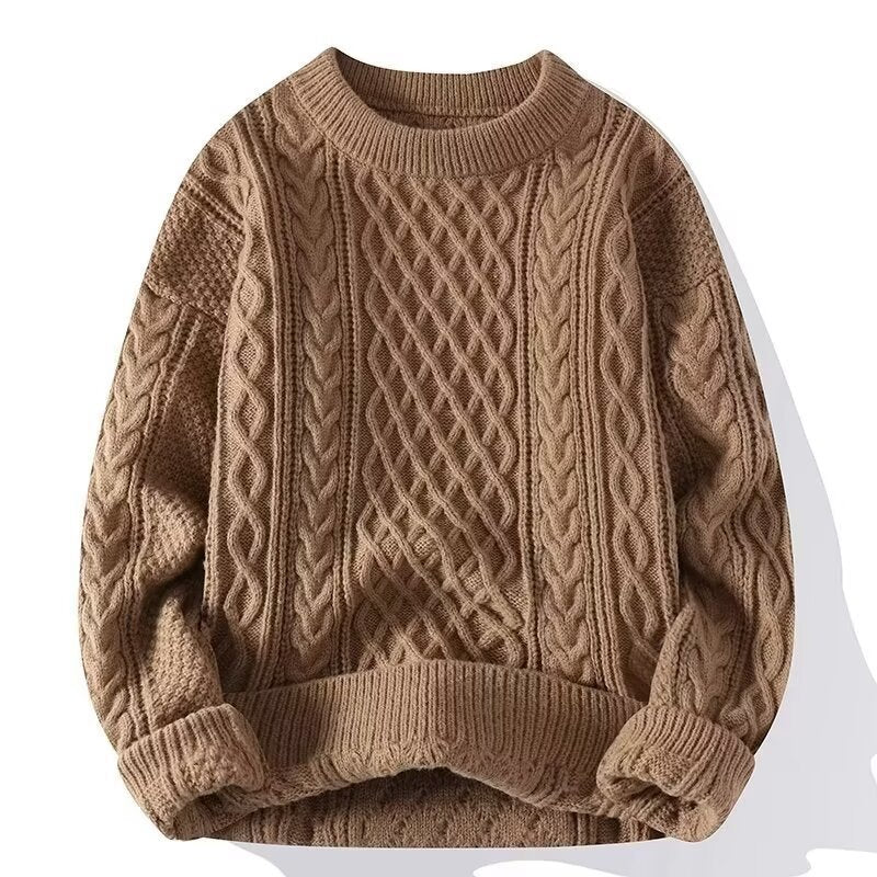 Couple's Red Sweater Men's Lazy Thick Hemp Flowers Knitwear Winter Wool sweater