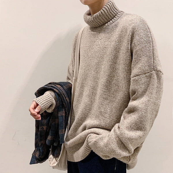 Rollover turtleneck loose sweater