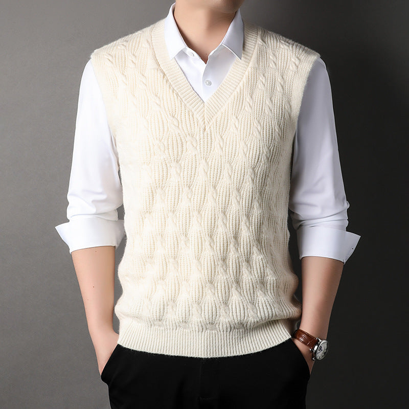 Men's Twisted Loose Middle-aged Knitted Dad Vest