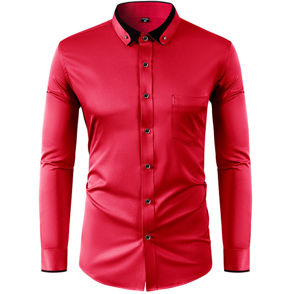Solid Color Slim Fit Men's Shirt