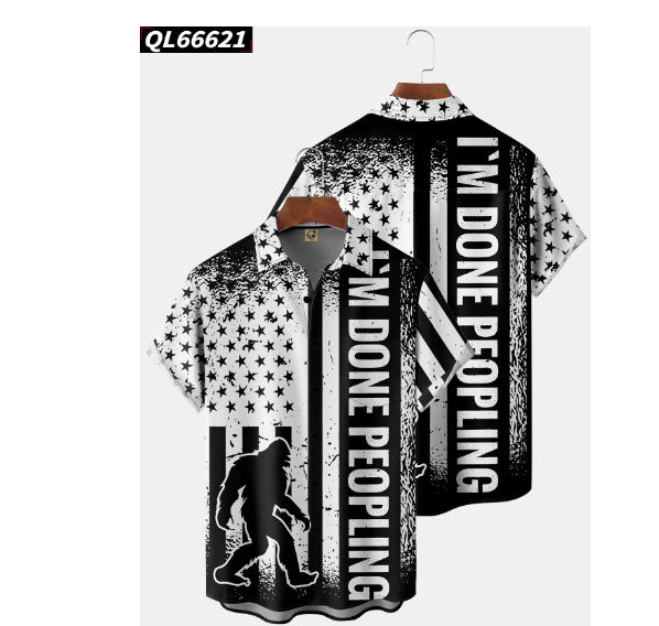Creative 3D Digital Printing Stylish Loose Short Sleeve Shirt