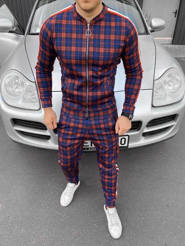 casual men's striped plaid jumpsuit for men