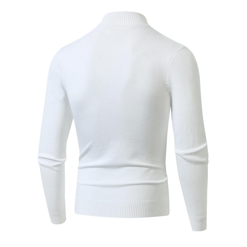 Rhombus Men's Casual Stand Collar Long Sleeve Half Zipper Sweater