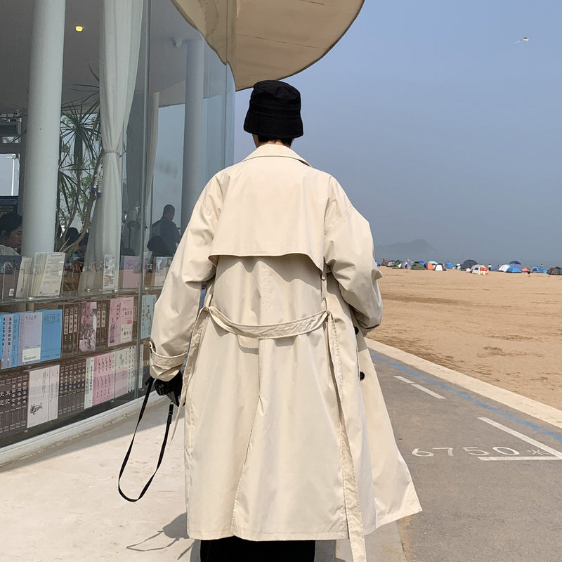 Double Breasted Men's Medium Length Trench Coat