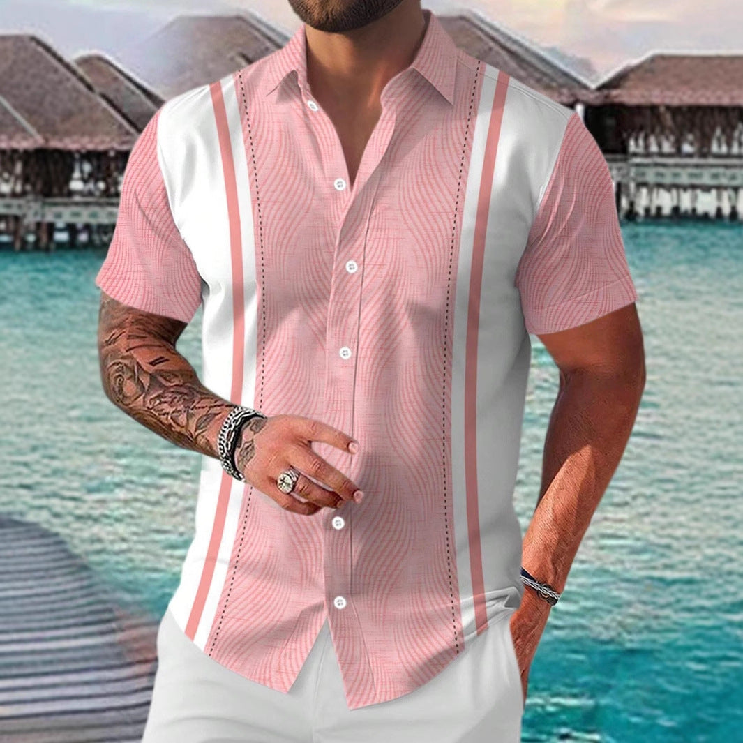 Casual All-matching Geometric Short Sleeve Shirt