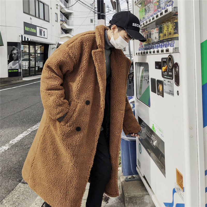 Fashion Simple Men's Lamb Woolen Coat