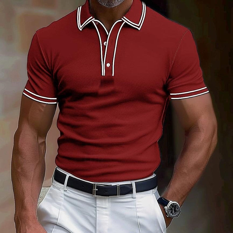 Men's Casual Polo Shirt Lapel Placket Strip T-shirt