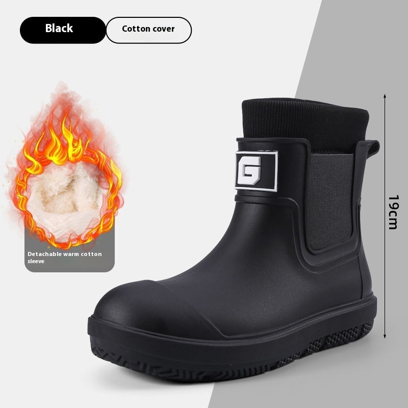 Men's Short Non-slip Waterproof Shoes Fleece-lined Platform boots
