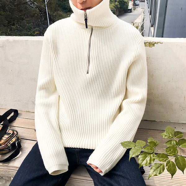 Turtleneck Korean Style Trendy Personality Zipper Sweater