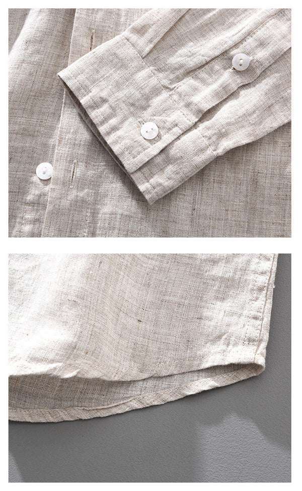 Linen Breathable Solid Color Loose shirt Men