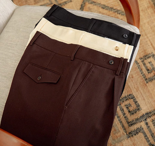 High Waist Baggy Straight Gentry Non-ironing Trousers