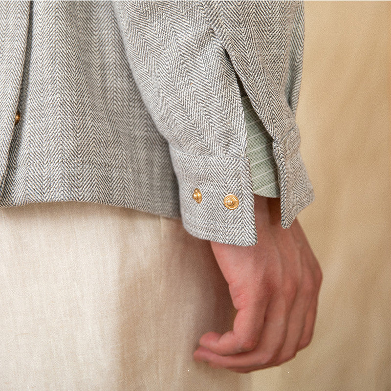 Cotton And Linen Stand-up Collar Cinched Safari Jacket