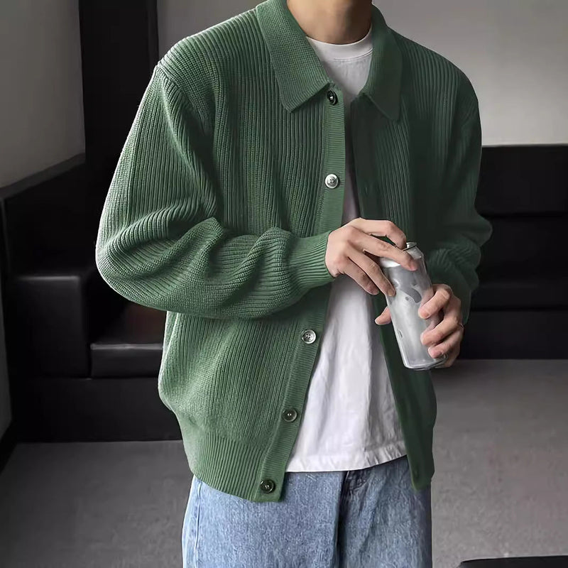 Solid Color Simple Men's Knitwear Cardigan Sweater Coat