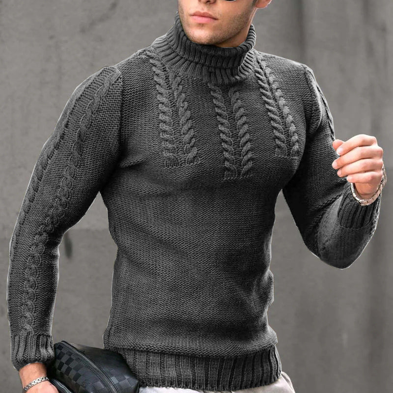Men's Turtleneck Twisted Long-sleeved Thermal Sweater