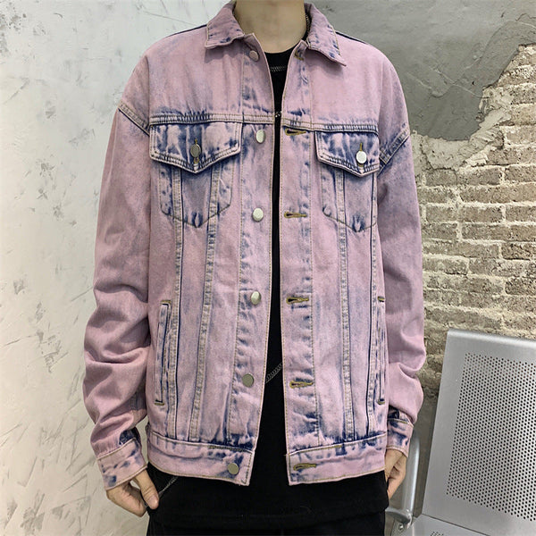 Men's High Street Distressed Tie Dye Denim Jacket