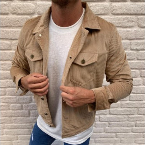 Men's Corduroy Lapel Cardigan Long Sleeve Jacket