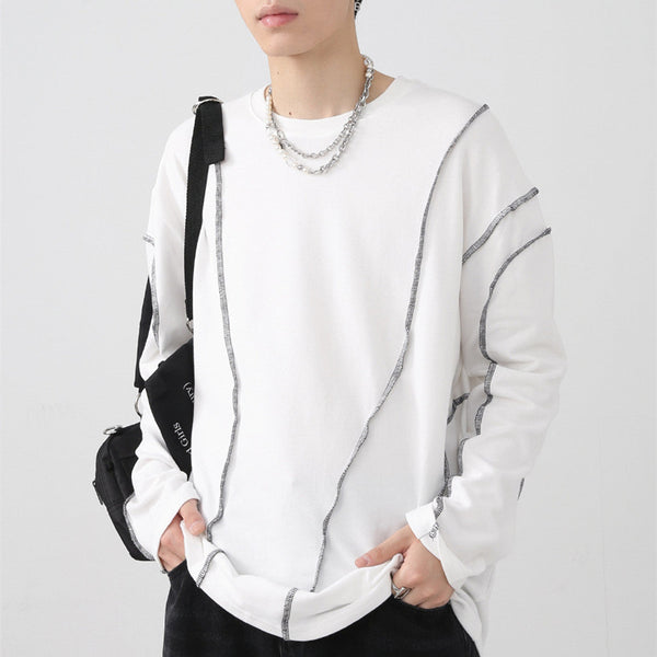 Irregular Topline Design Couples Long Sleeve T-Shirt
