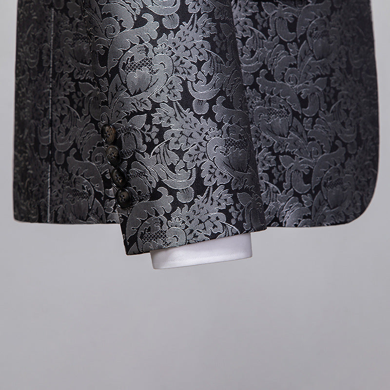 Men's Evening Dress Host Jacquard Two-piece suit Set
