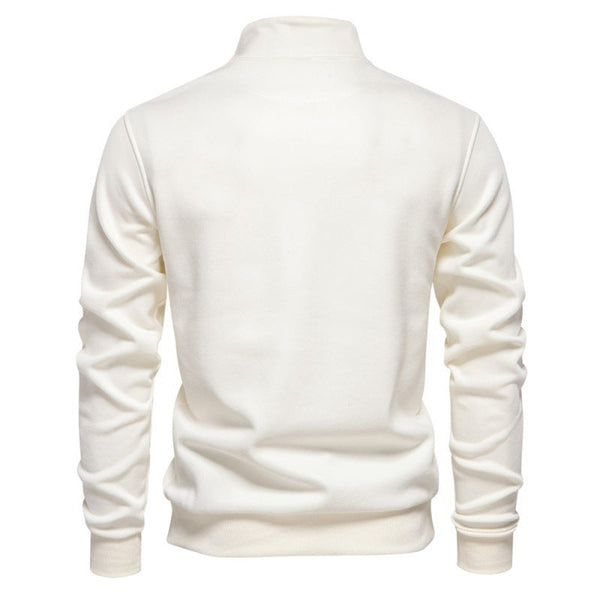 Half Zipper Sweater Casual Solid Color Pocket Decoration sweater
