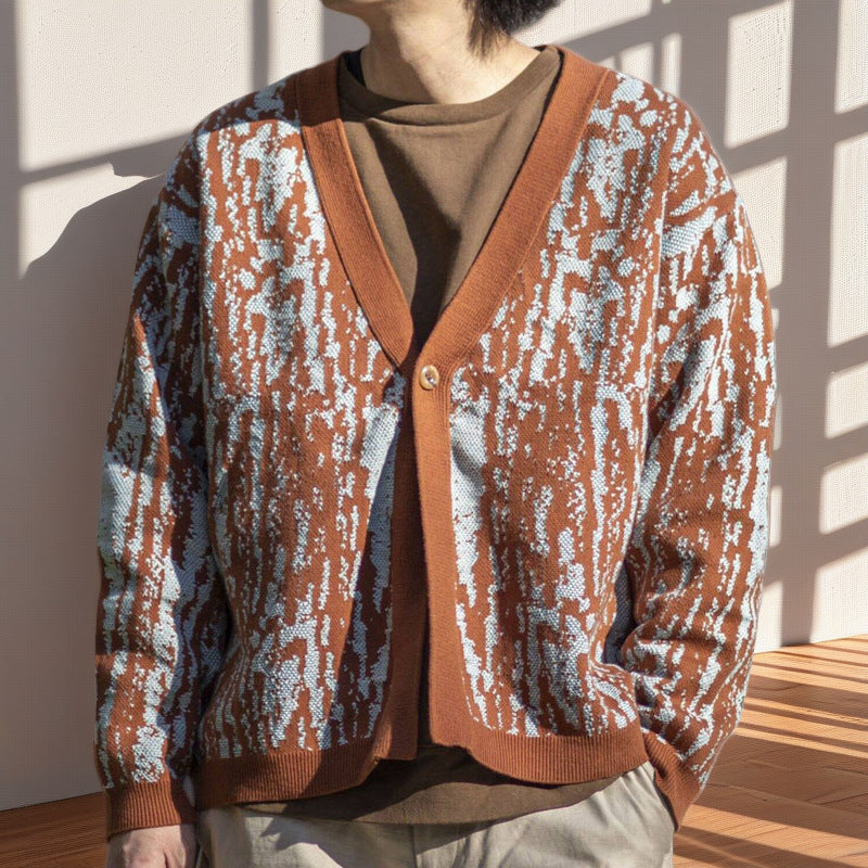 Jacquard Loose Slimming Long Sleeves Cardigan sweater