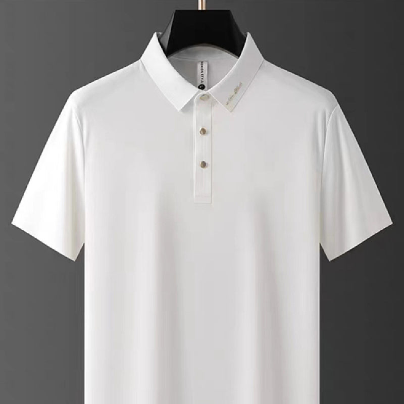 Summer Seamless Adhesive Ice Silk Polo Shirt Men