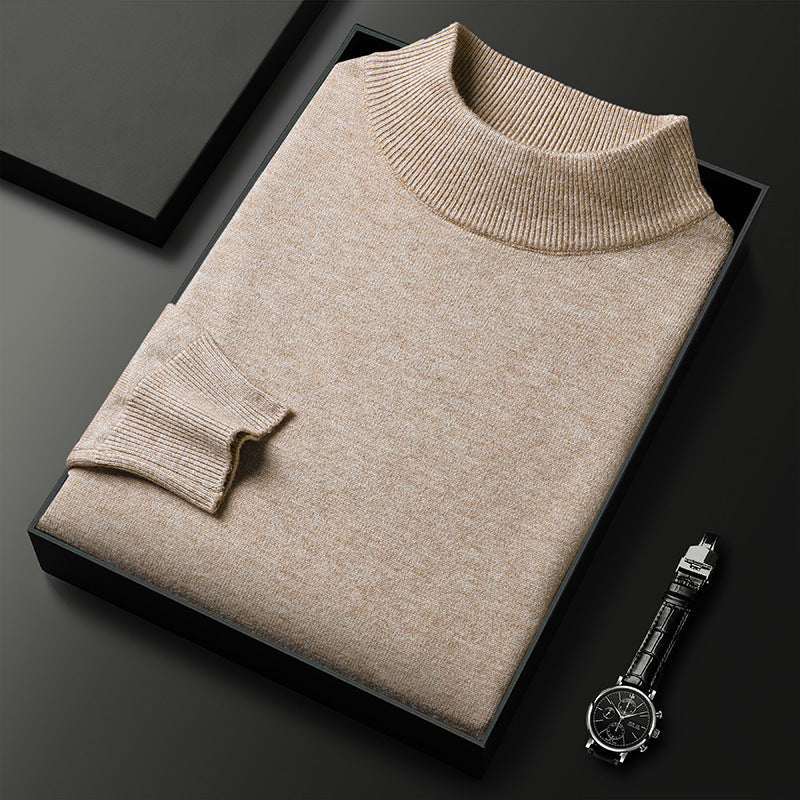 Men's Slim Fit Pure Color Half Collar Knitted Bottoming Shirt