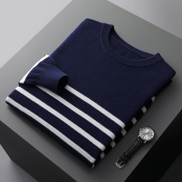 Colorblock Loose Knitted Sweater For Men