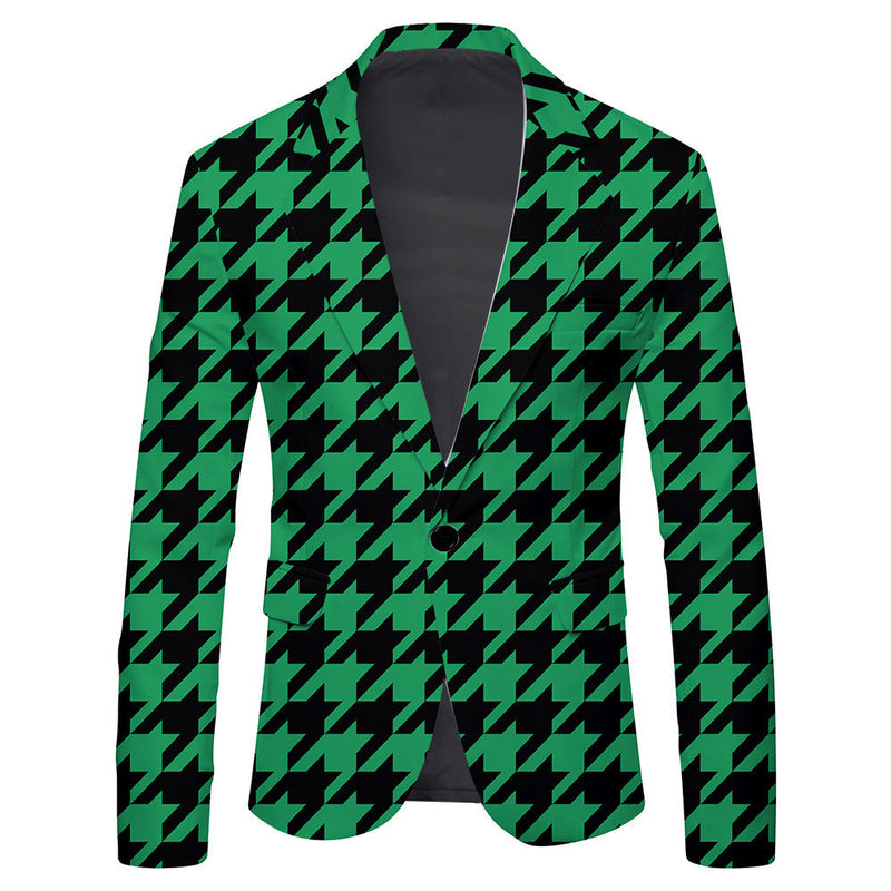 Men's Single Row One Button Polka Dot Printing Casual Suit Jacket